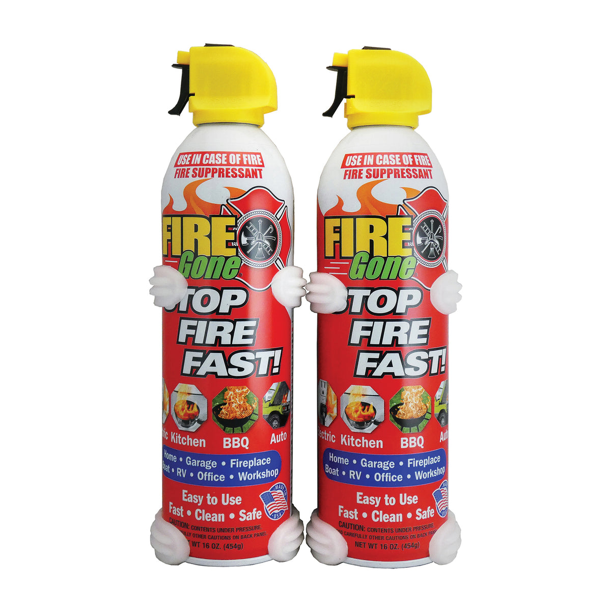 Fire Gone® Fire Suppressant 2-Pack with Brackets – 16 oz. Each