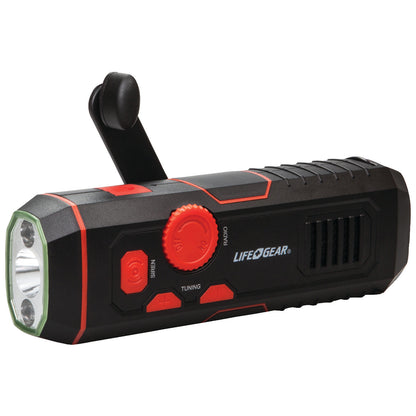 LifeGear 120-Lumen Stormproof USB Crank Flashlight & Radio