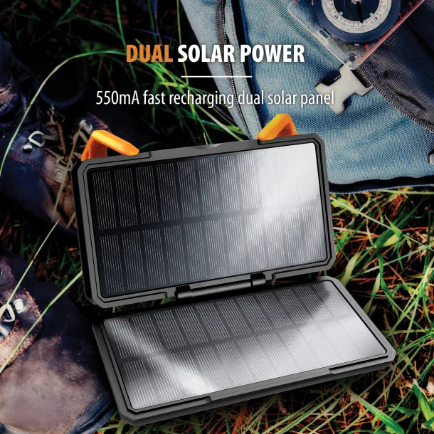 ToughTested Dual-Solar-Panel Switchback 10,000 mAh Power Bank