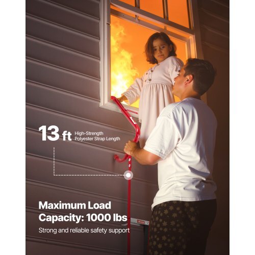 Fire Escape Ladder, 2-Story 13FT Retractable