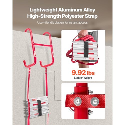 Fire Escape Ladder, 2-Story 13FT Retractable