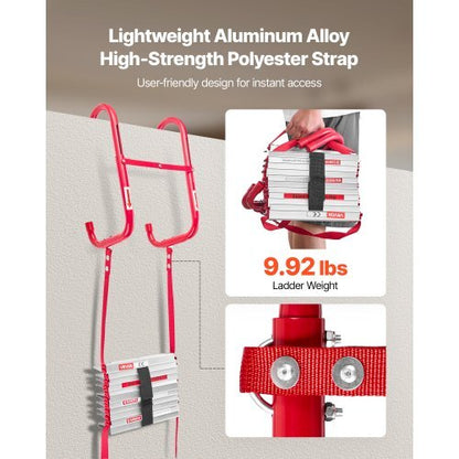 Fire Escape Ladder, 2-Story 13FT Retractable