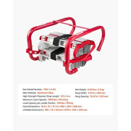 Fire Escape Ladder, 2-Story 13FT Retractable