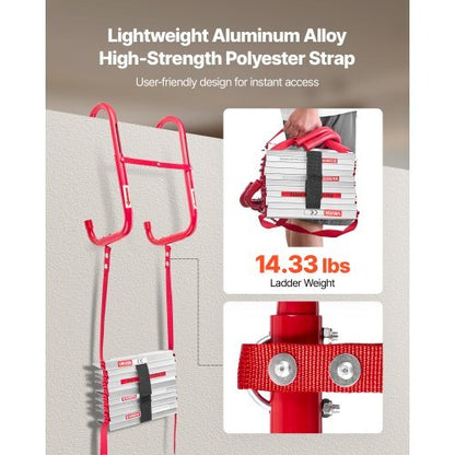 Fire Escape Ladder, 3-Story 25FT Retractable